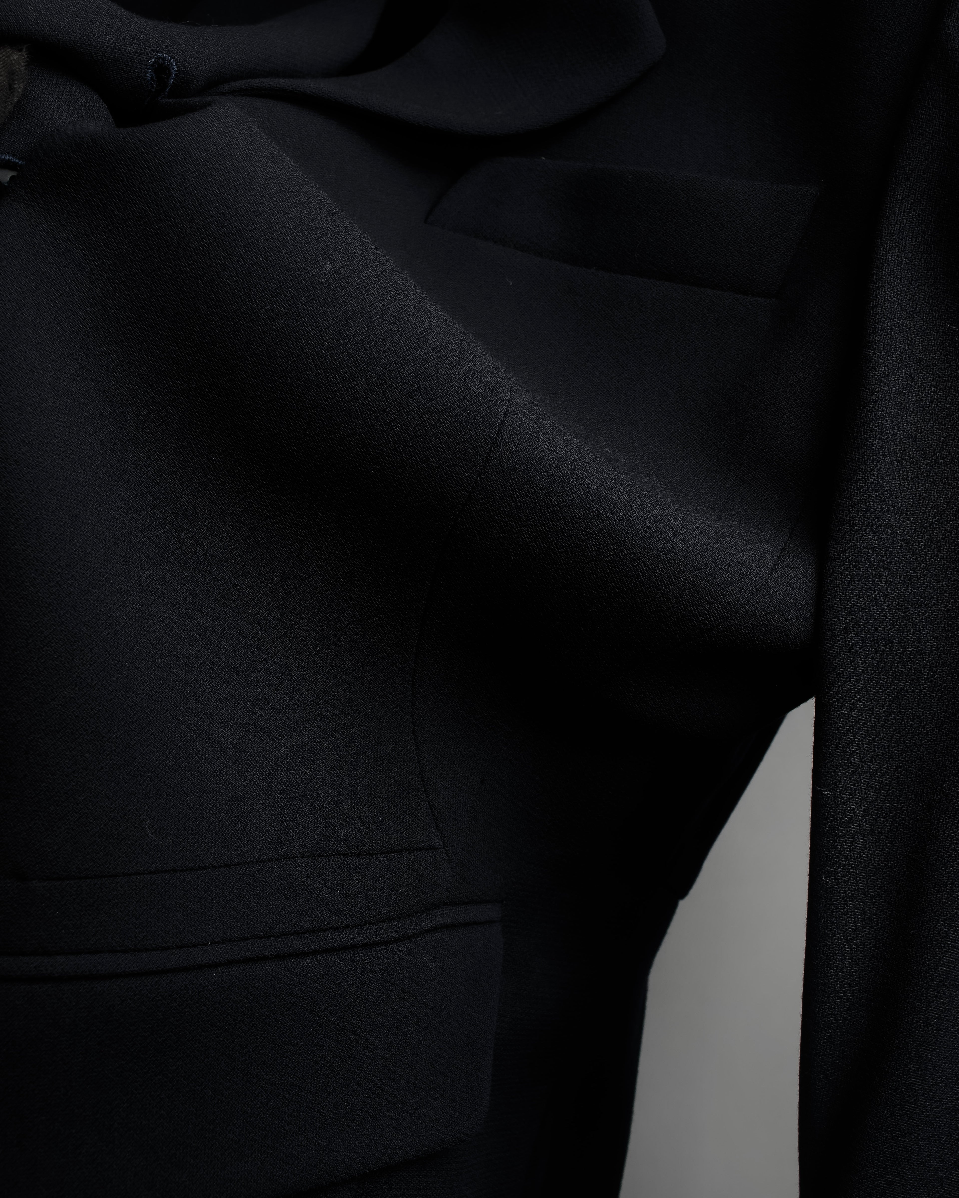 "HERMES" 90's classic detail dark blue tailored jacket