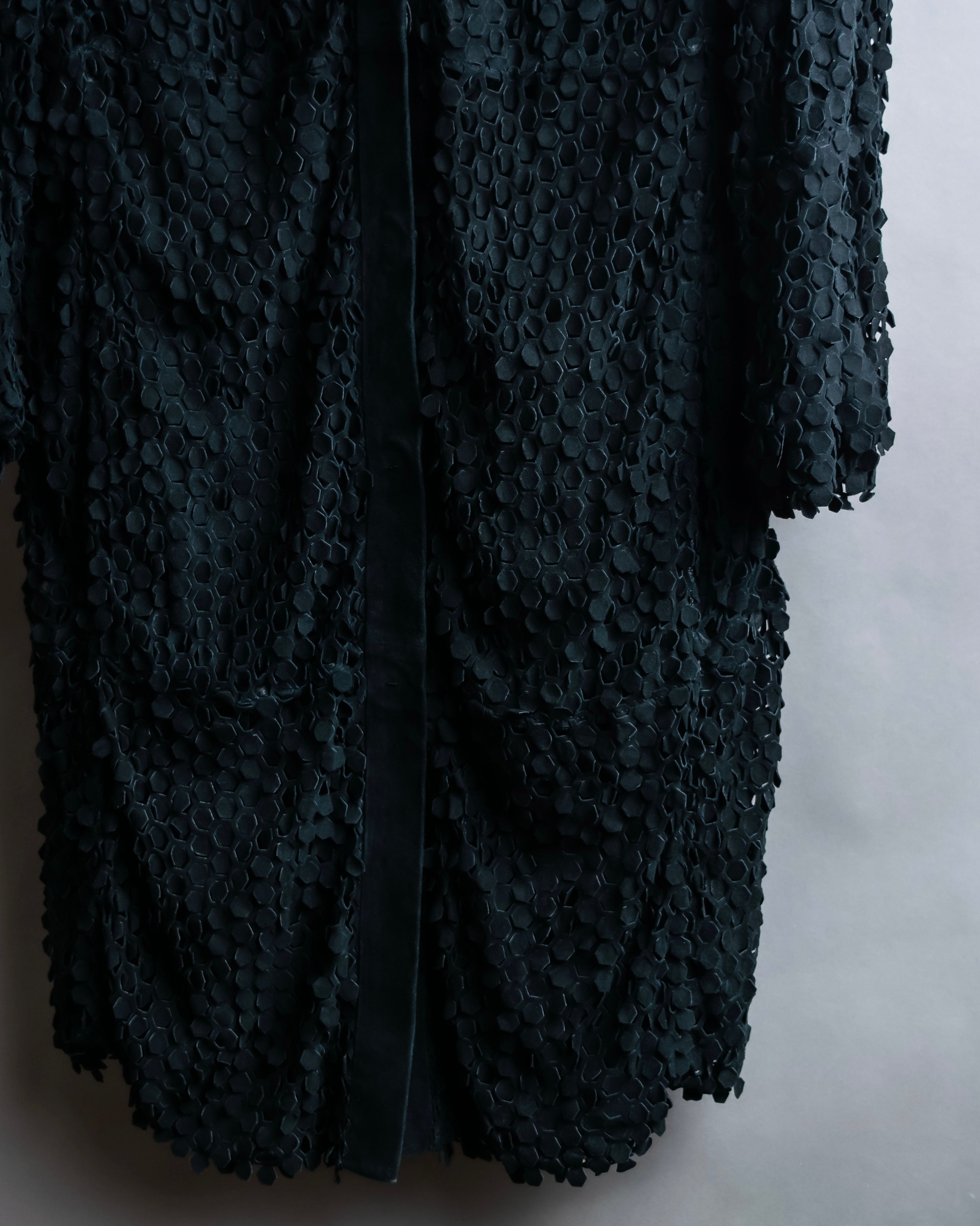 "HERNO" Laser cutwork design structured black dress