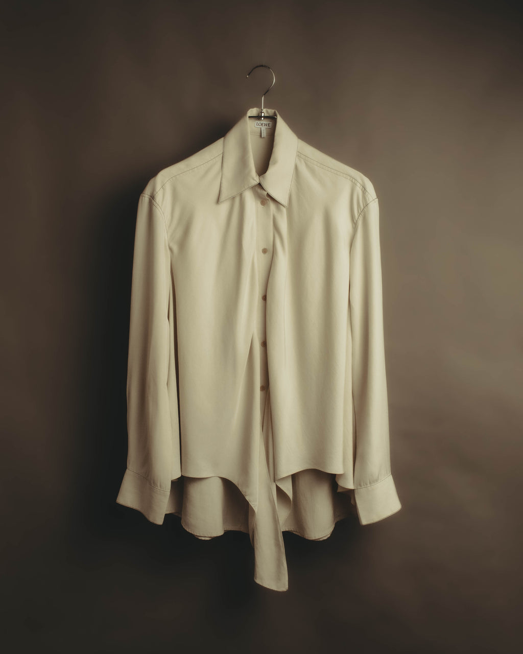 –SPECIAL– “LOEWE” 10’s-20’s Asymmetrically draped silk shirt