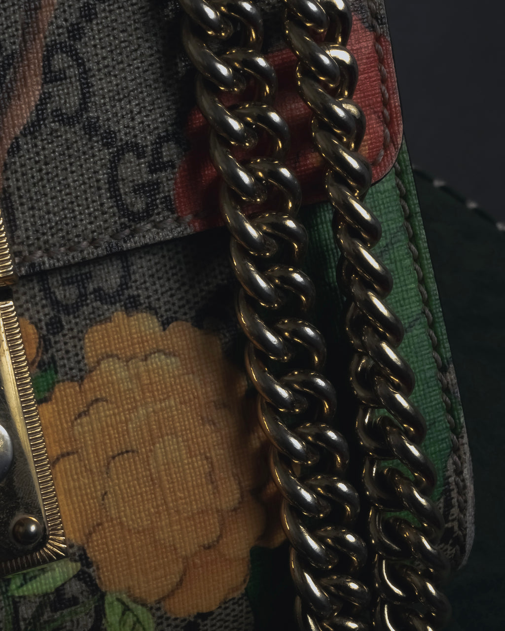 -SPECIAL- "GUCCI" Michele-era floral padlock design chain shoulder bag