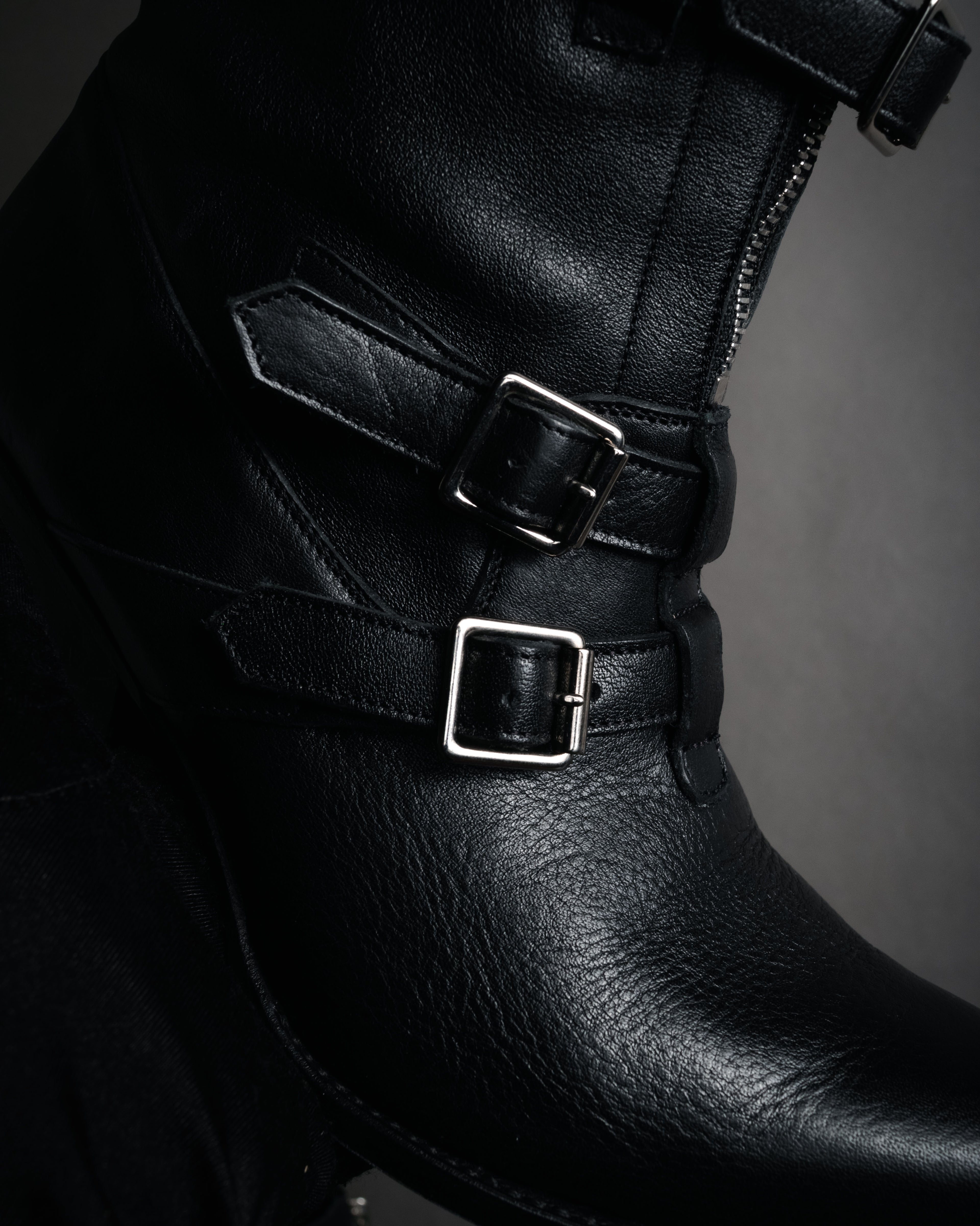 “CELINE” 19-23 Multi buckle zip biker boots