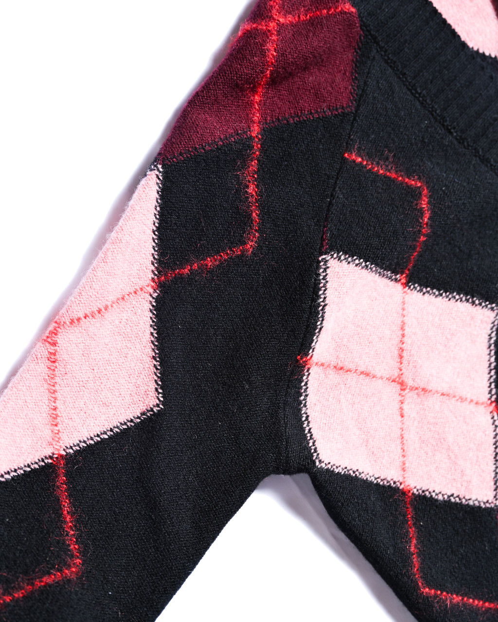 Molly Goddard/ Argyle Lambswool & Mohair Cardigan Black & Pink
