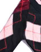Molly Goddard/ Argyle Lambswool & Mohair Cardigan Black & Pink
