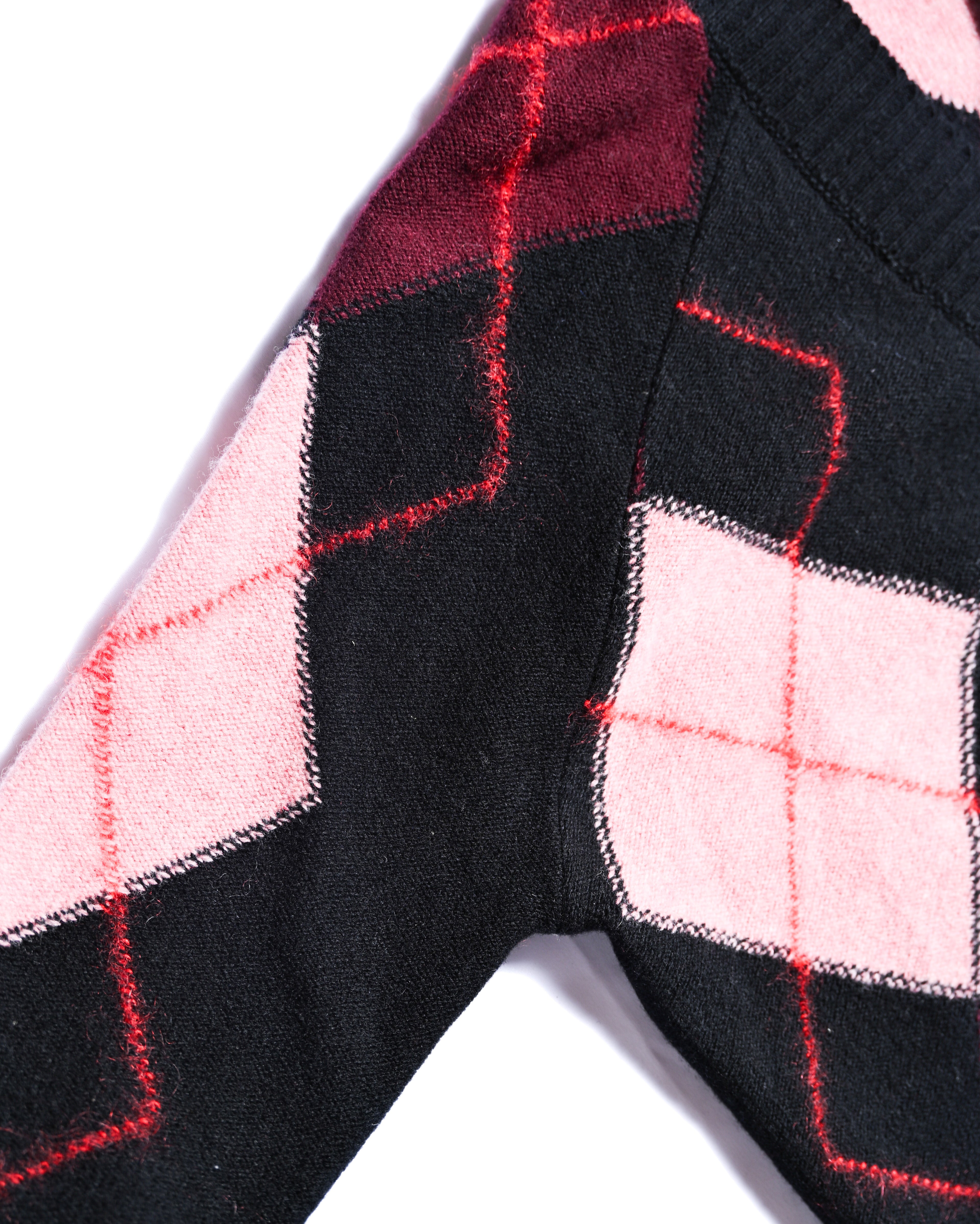 Molly Goddard/ Argyle Lambswool & Mohair Cardigan Black & Pink