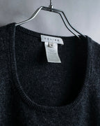 "CELINE" Beautiful U-neck design cashmere knit pullover
