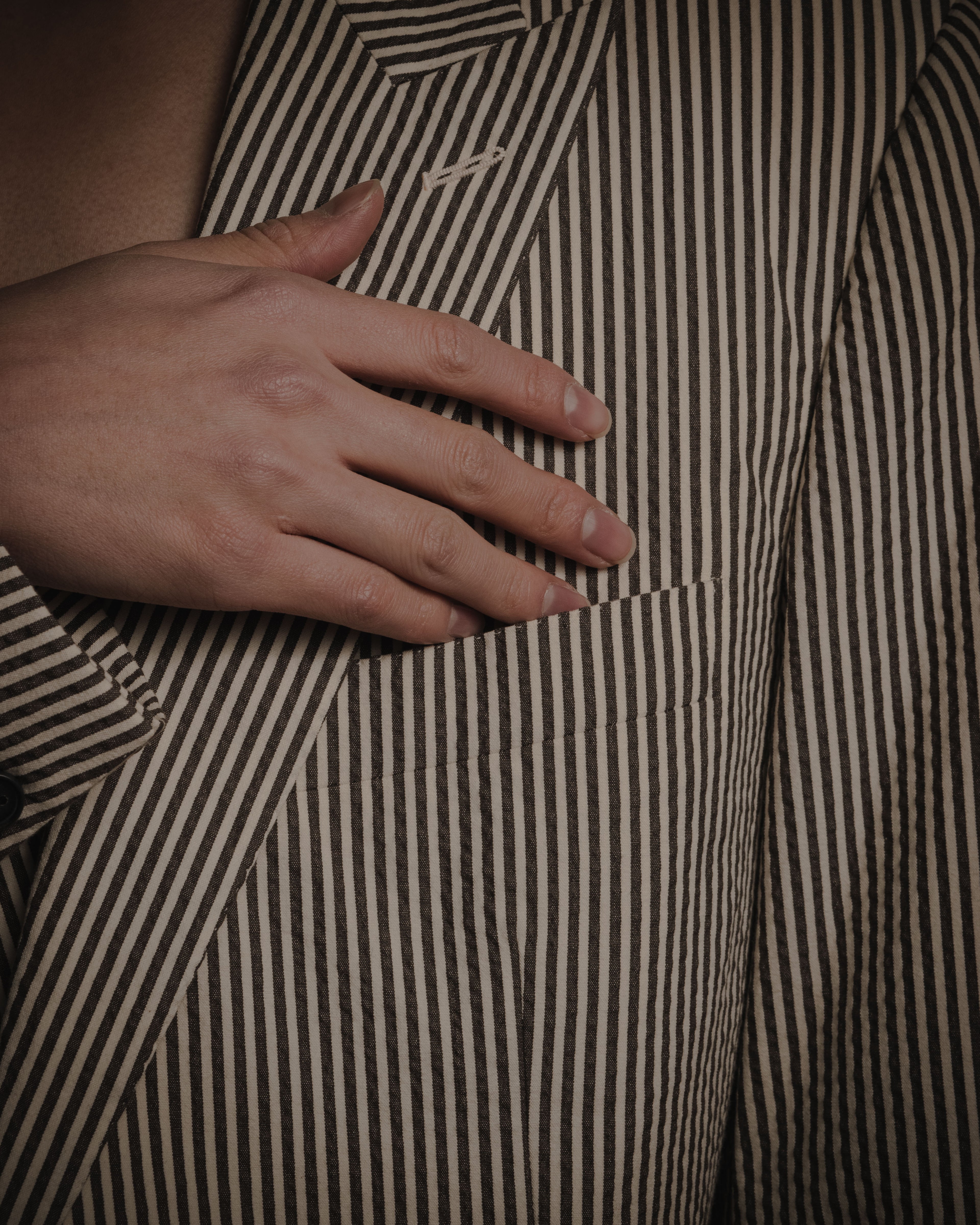 "HERMES" 00's striped stretch cotton tailored jacket