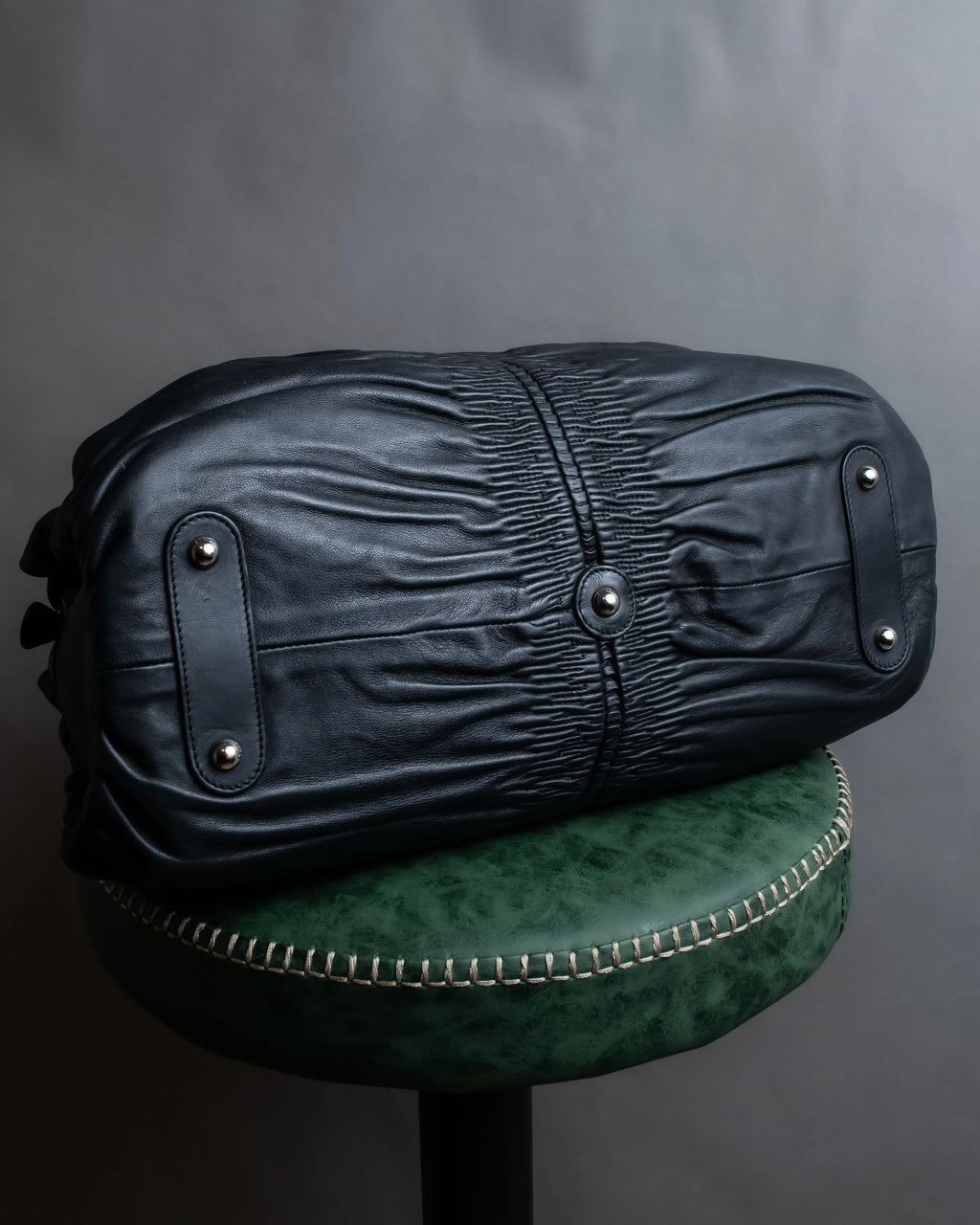 "Christian Dior" Karenina gathered design leather handbag