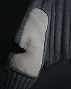 "H953" Shearling-collared cable-knit jacket
