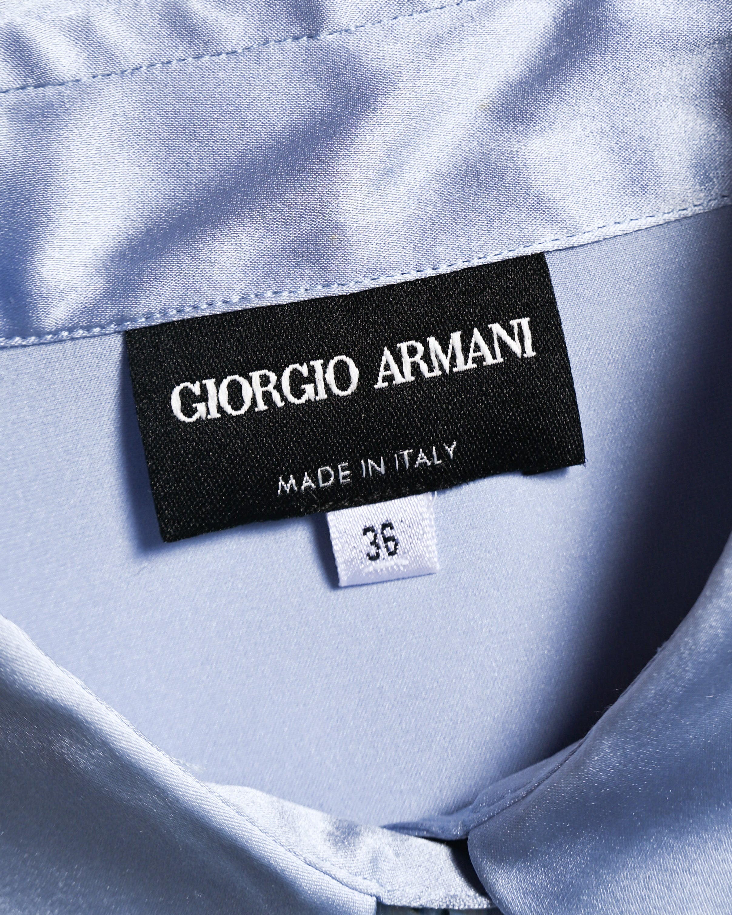 GIORGIO ARMANI/ Beautiful Stretch Satin Dress Shirt Shiny Blue