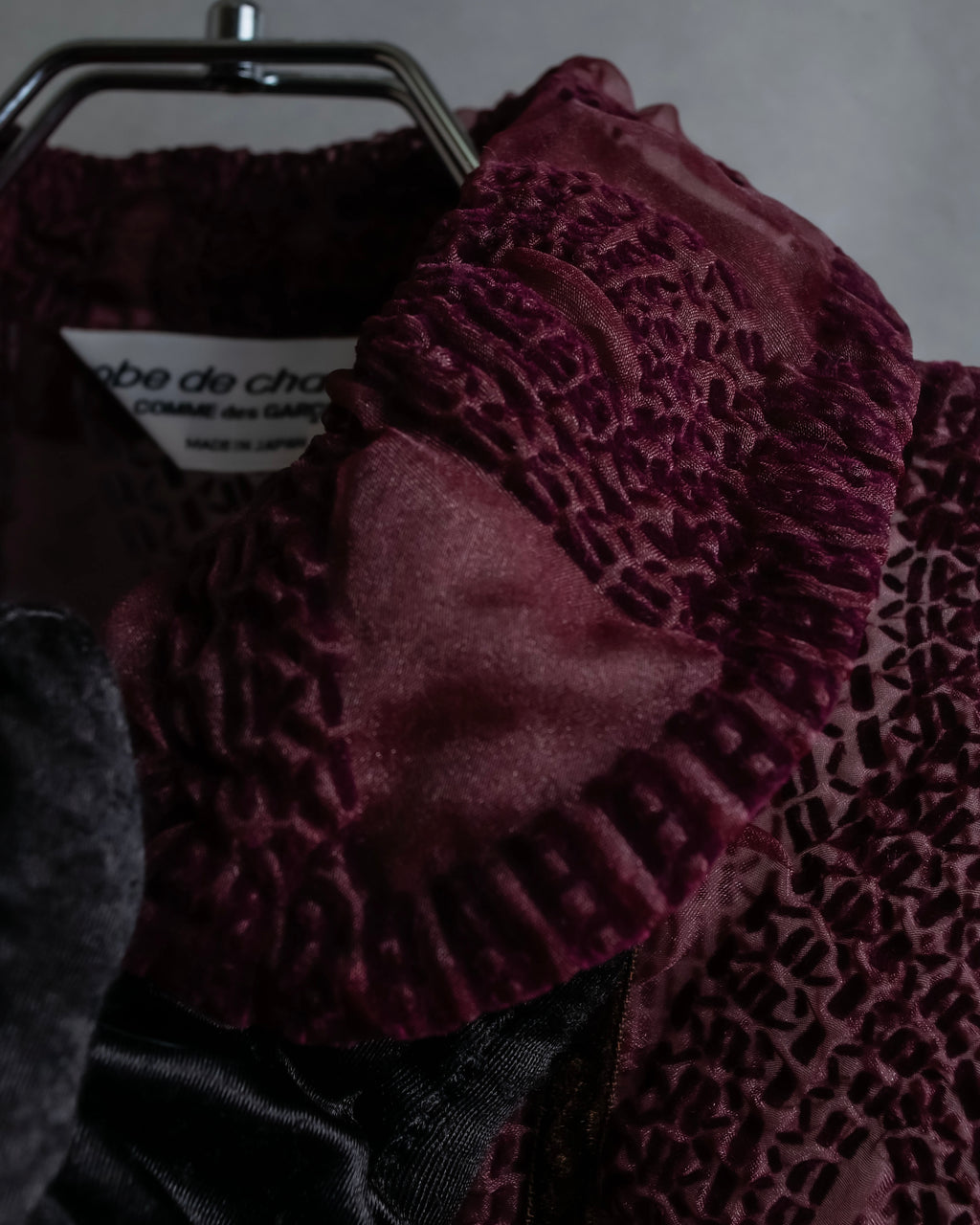 "robe de chambre COMME des GARCONS" Cable knit sheer shirt collar cardigan