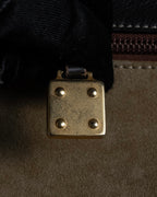 "LOEWE" 80's-90's Logo engraved suede leather combination business bag