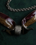 "BALENCIAGA" Gold glitter leaf motif necklace