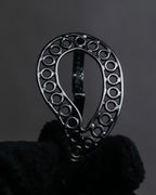 "Maison Martin Margiela" Black lacquered hollow double finger ring