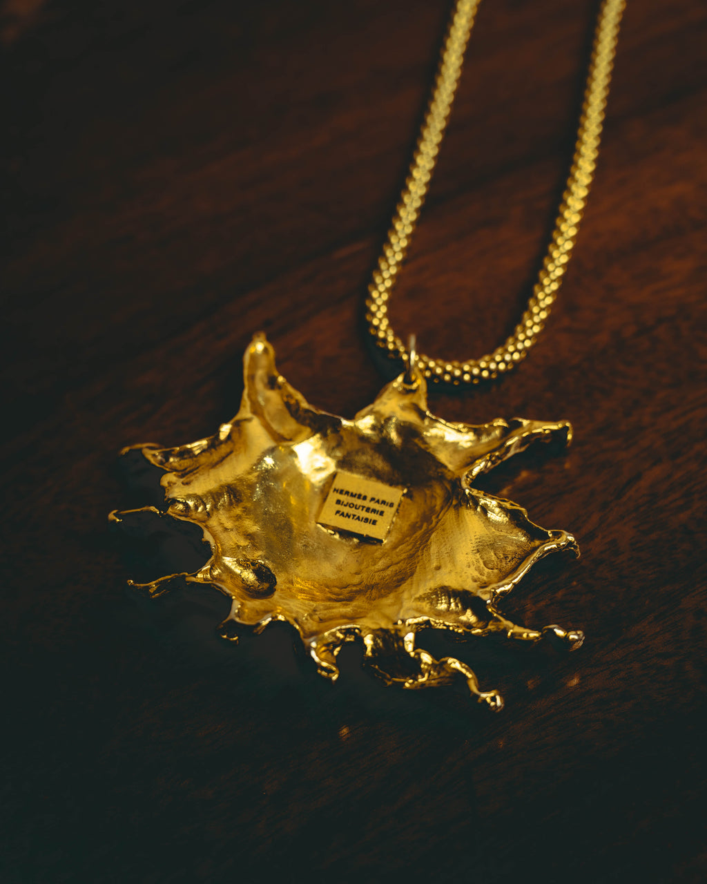 -SPECIAL- “HERMÈS” 90’s Sun face sculptural pendant necklace