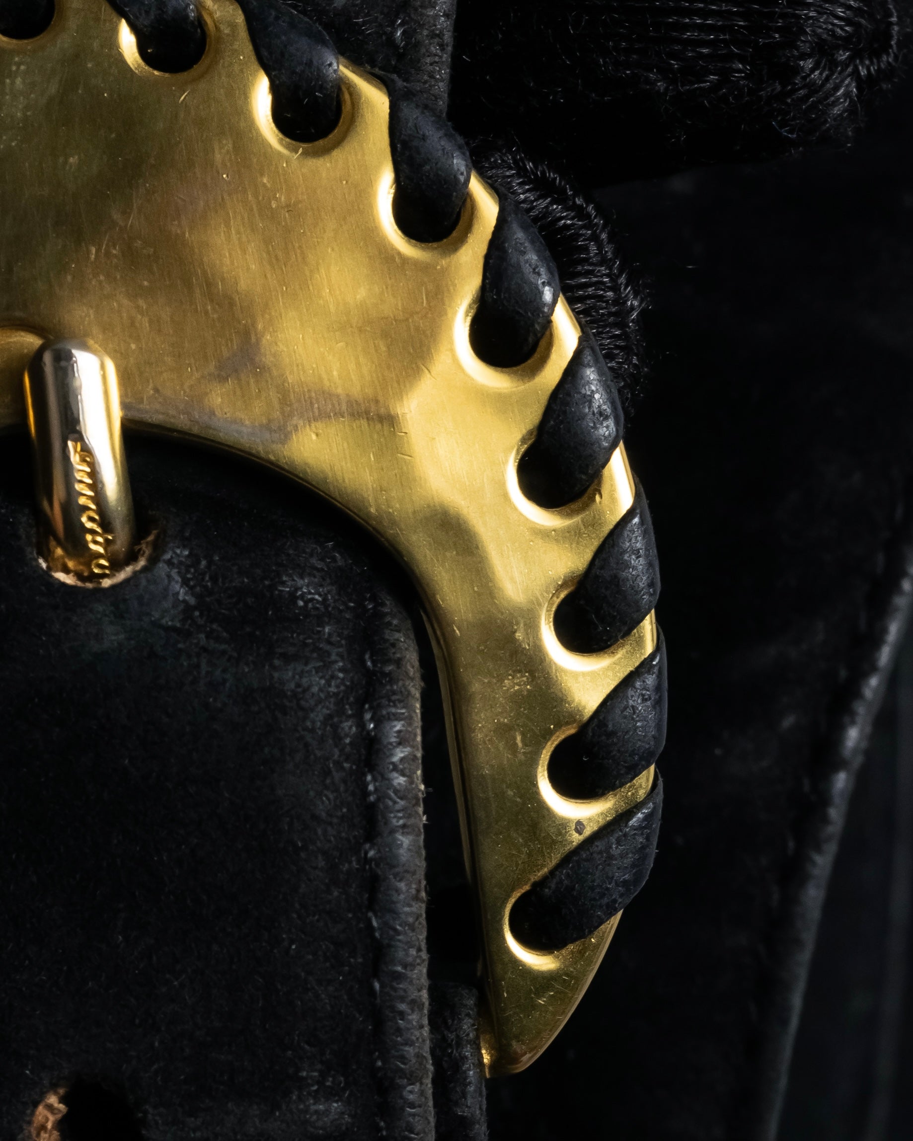 "Salvatore Ferragamo" Signature sculptural buckle suede leather belt