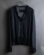 "DOLCE & GABBANA" Sheer layered V-neck grey knit