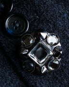 "DOLCE & GABBANA" Double-breasted bejeweled button check pattern jacket