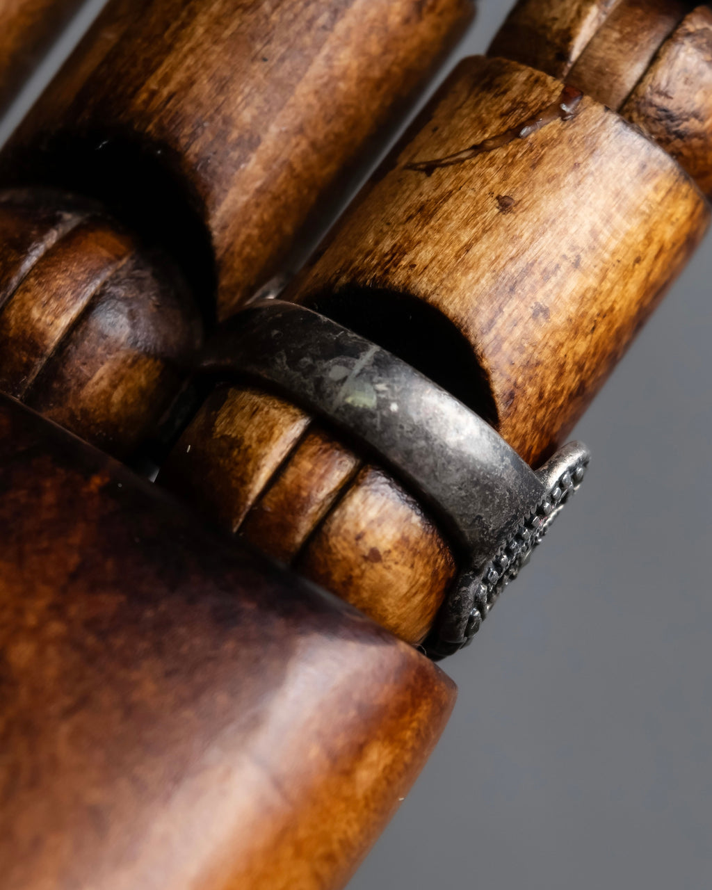 "Vintage green stone top silver ring"