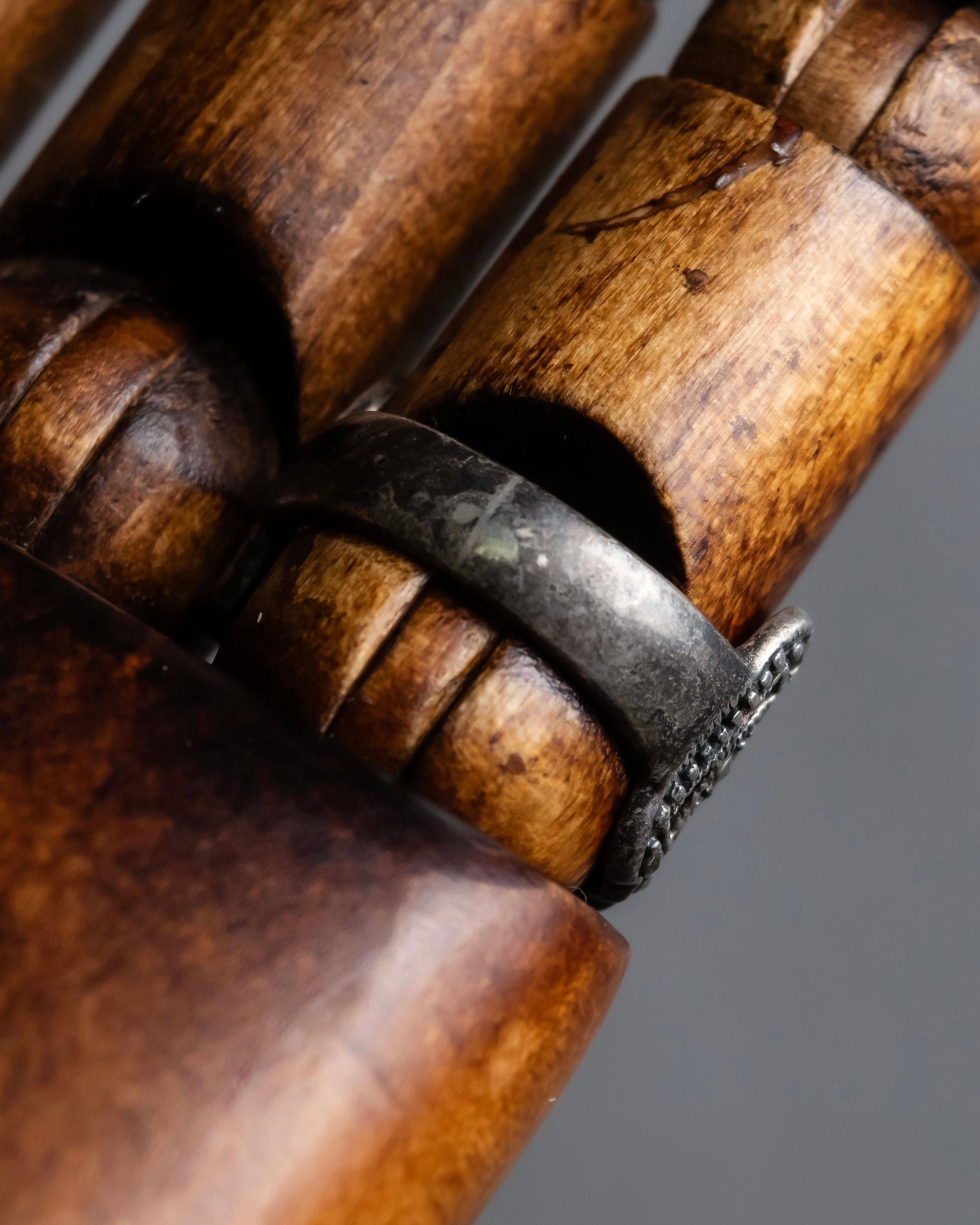 "Vintage green stone top silver ring"