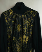"Hermès" 00's Horse sketch print silk-paneled cashmere blend knit sweater