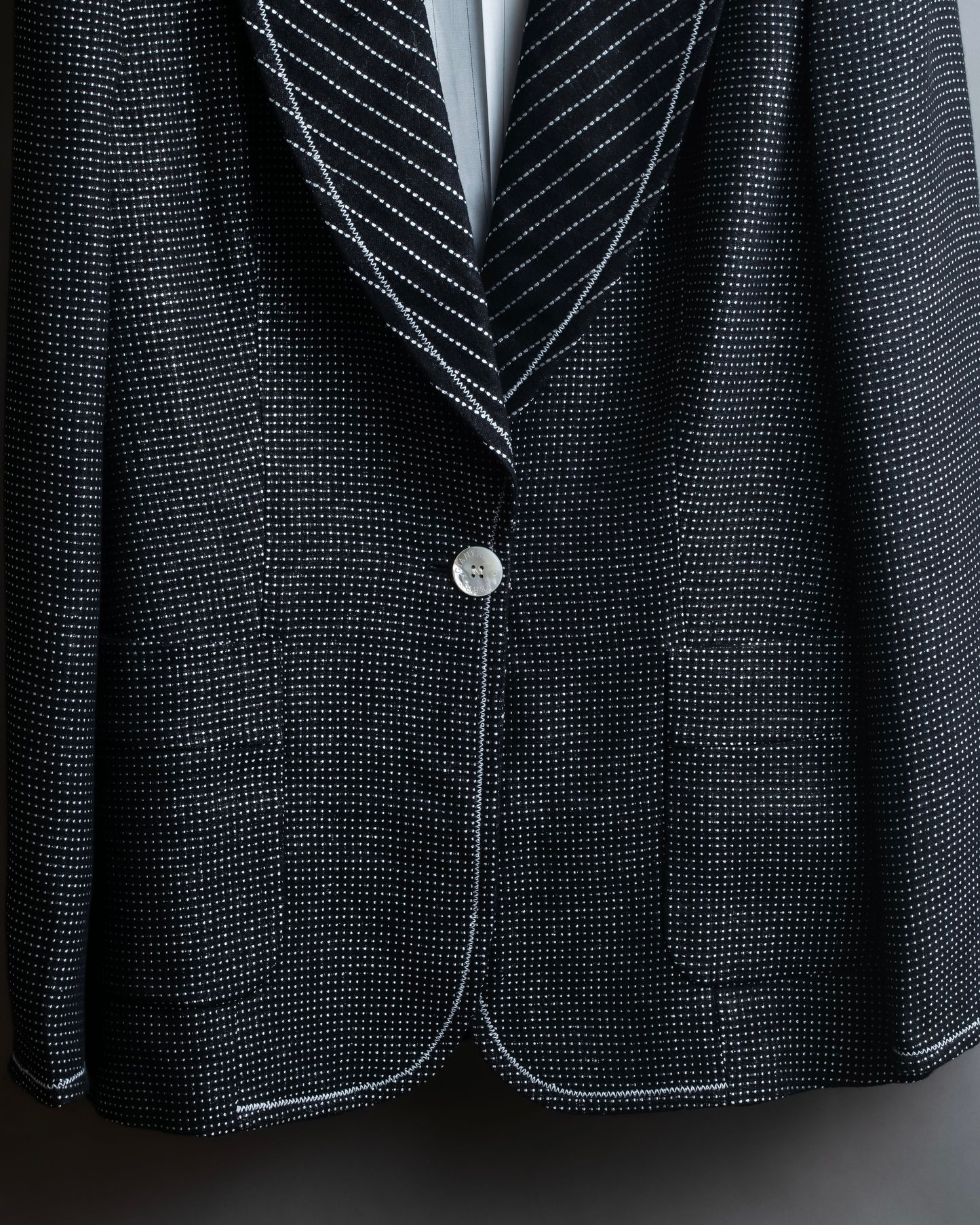 "GIANFRANCO FERRE" Striped＆dotted peak lapel tailored jacket