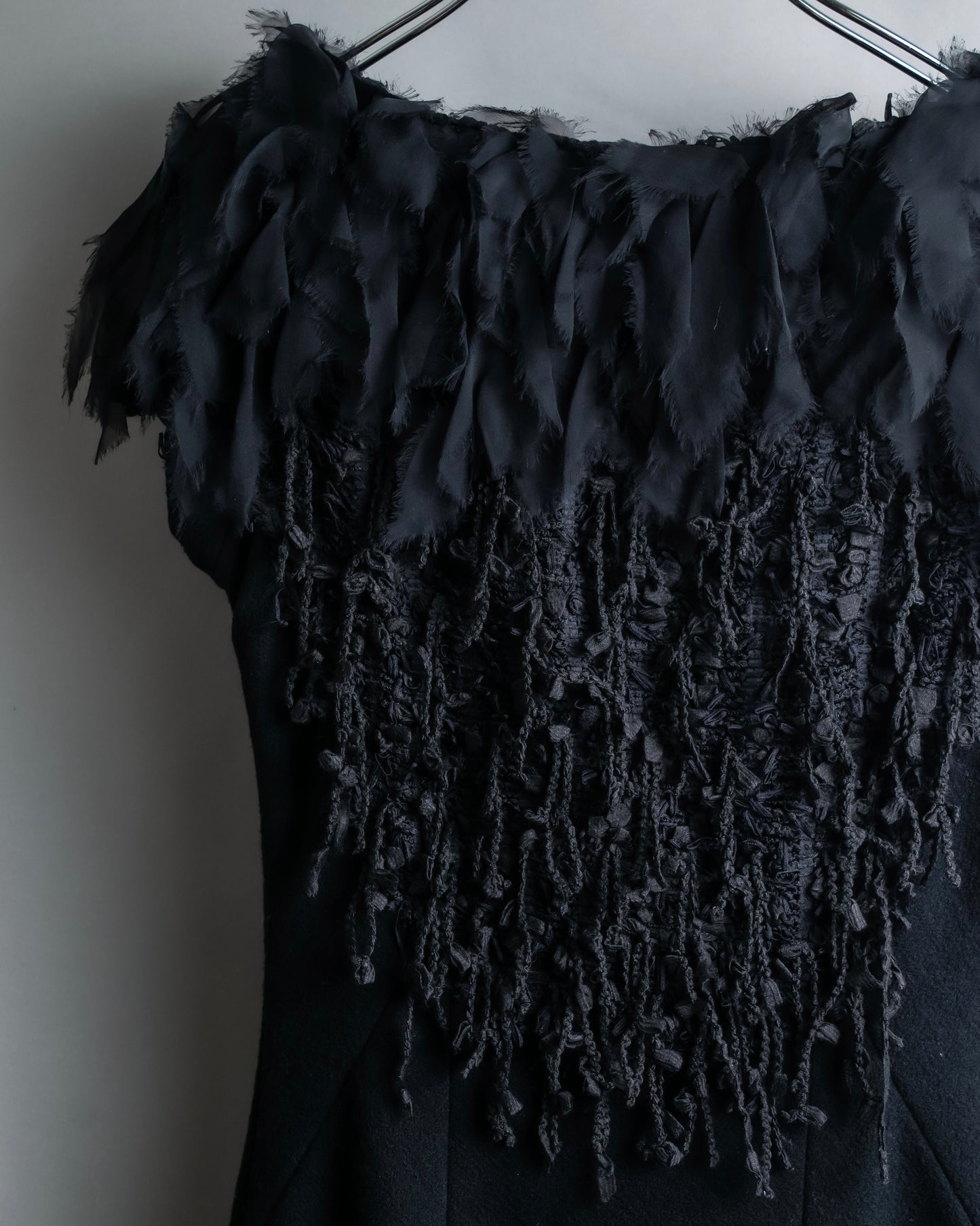 "BOTTEGA VENETA" Organza & fringe design sleeveless dress