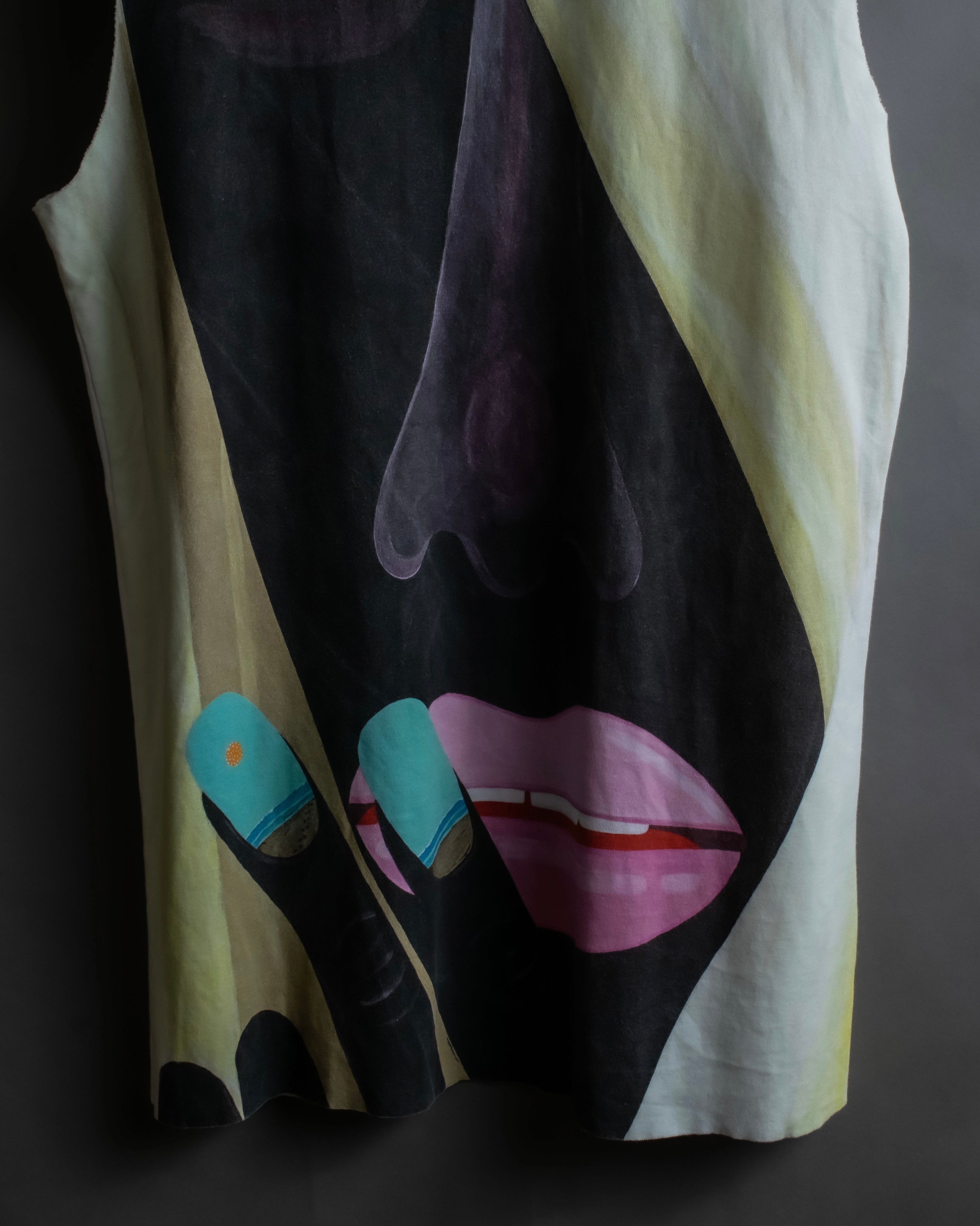 "RAF SIMONS" 13SS Surrealist face print sleeveless top