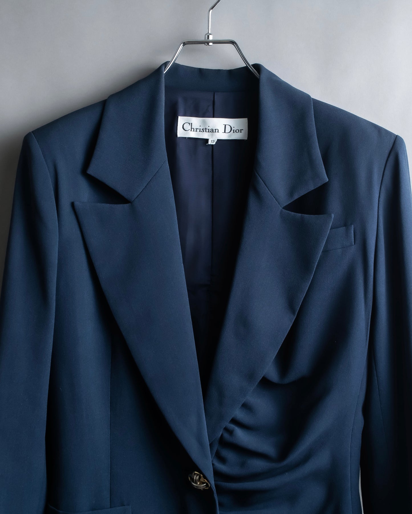 "Christian Dior" Asymmetrical gathered design tailored jacket