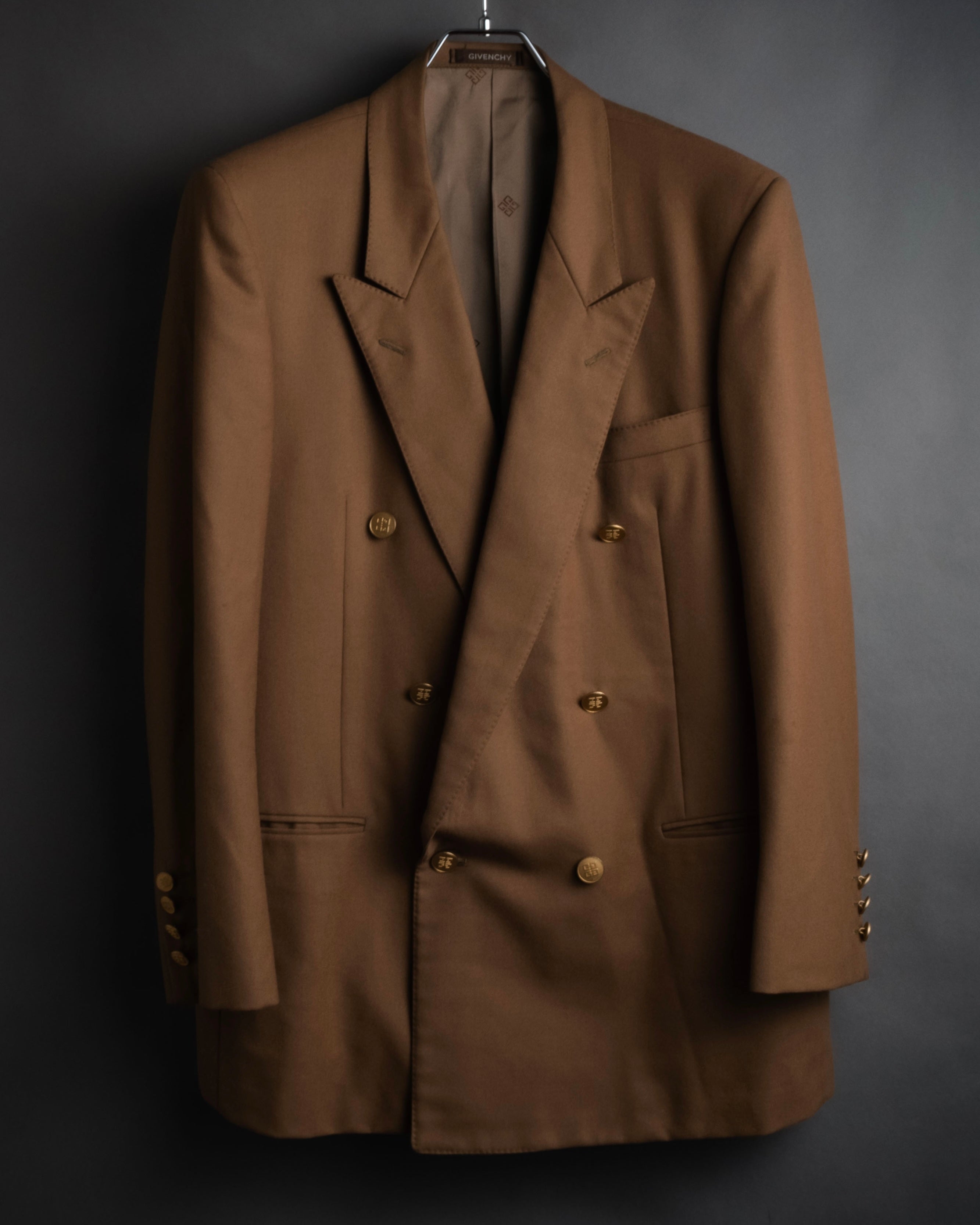 美品　GIVENCHY ブラウン ダブルブレストジャケット GIVENCHY” 1988-1994 Double breasted tailored set-up – MOOD
