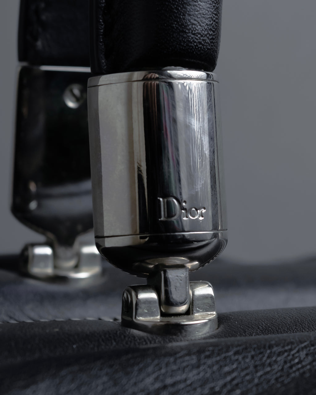 "Christian Dior" CD motif charm design gathered leather hand bag