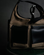 “GUCCI” 90’s-00’s Utility chic canvas shoulder bag with twin pockets