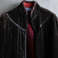 "Vintage stand collar short velour jacket"