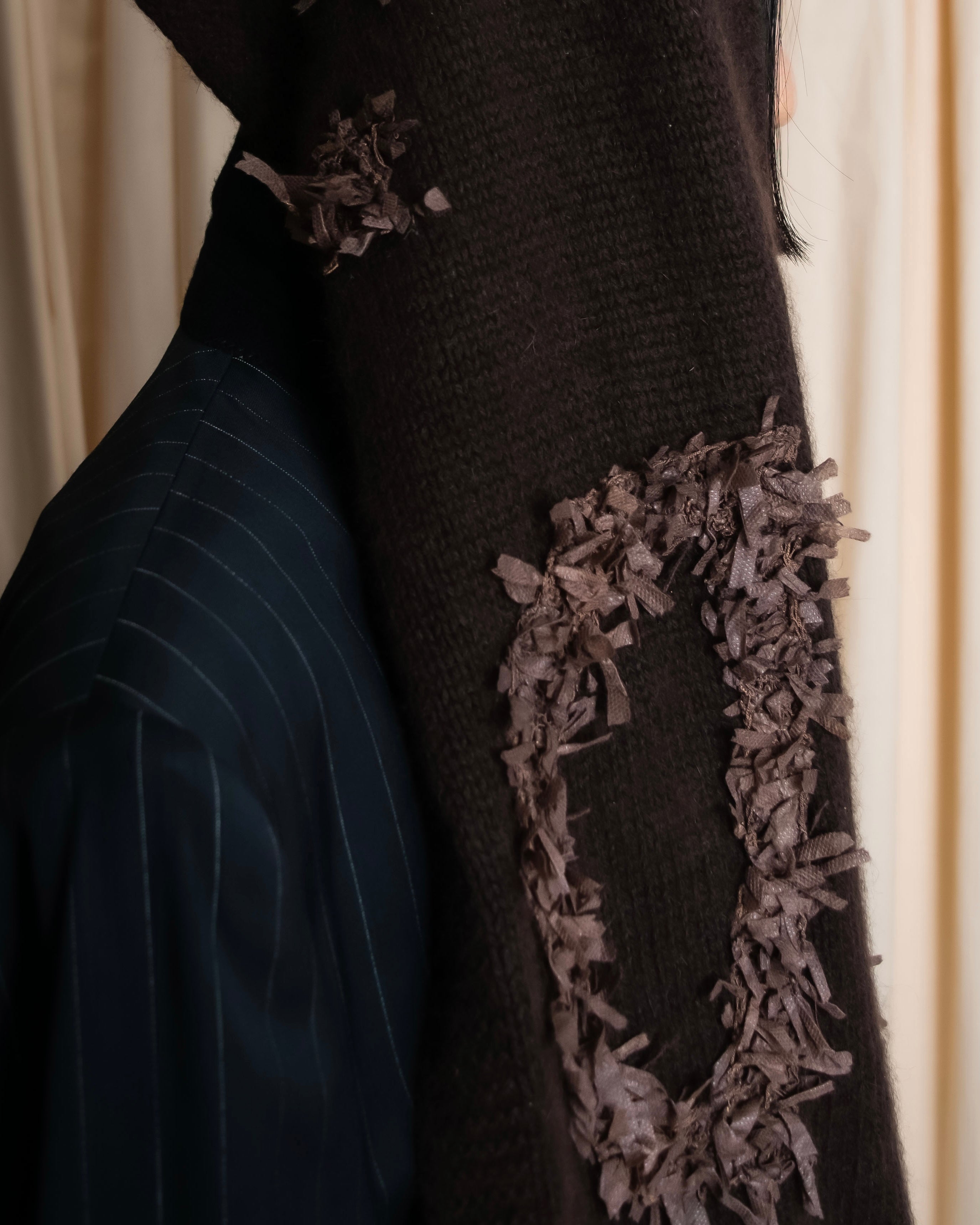 "Christian Dior  Patchwork logo detail fringe long muffler