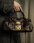 "MIU MIU" Antique design crocodile embossed leather 2way bag