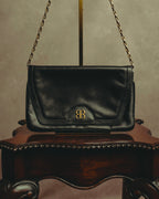“BALENCIAGA” 80’s-early 90’s double BB leather chain shoulder bag