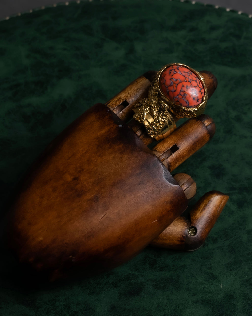 "YVES SAINT LAURENT" Treasure box style turquoise artillery ring