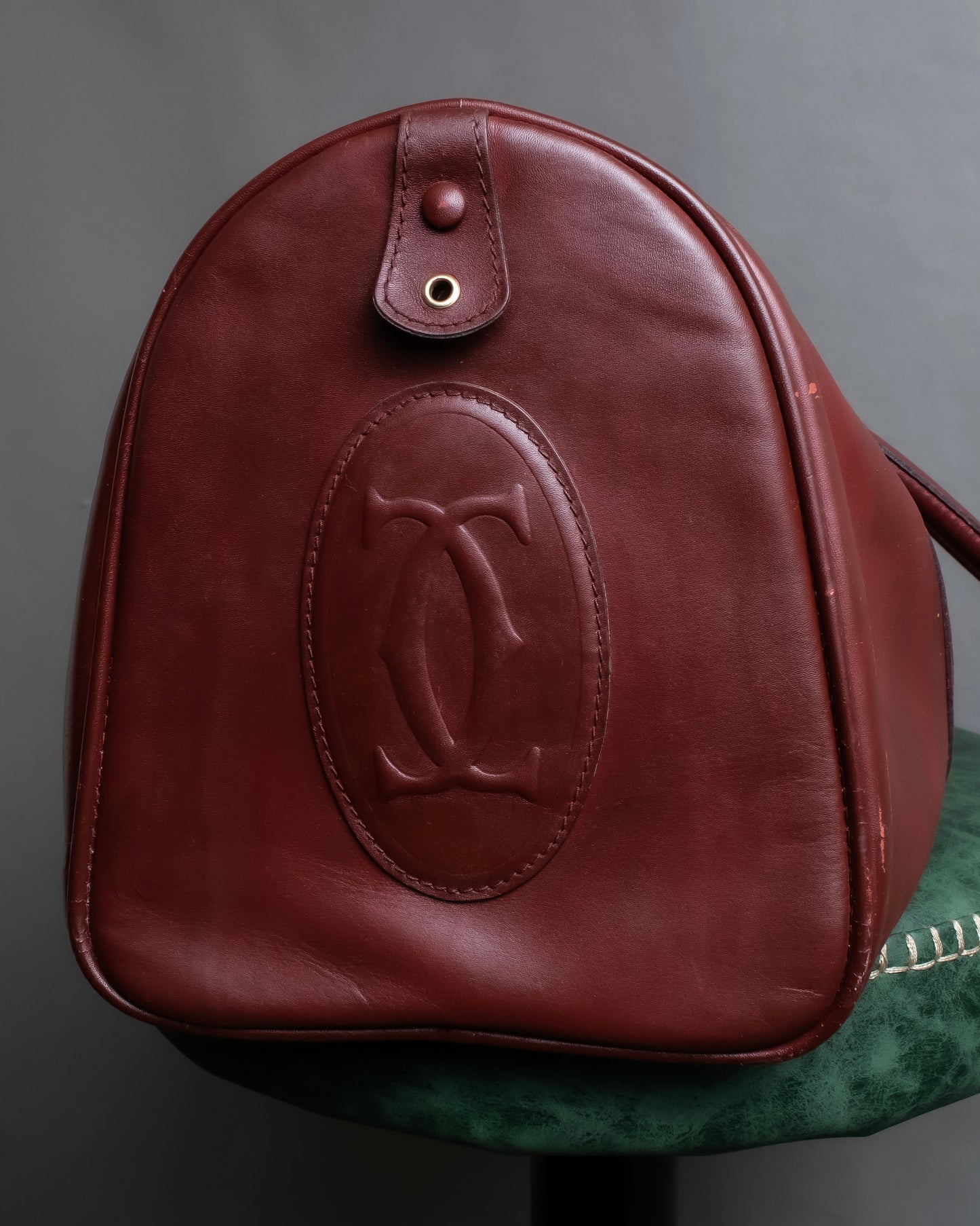 "Cartier" 2C logo engraved bordeaux color boston bag