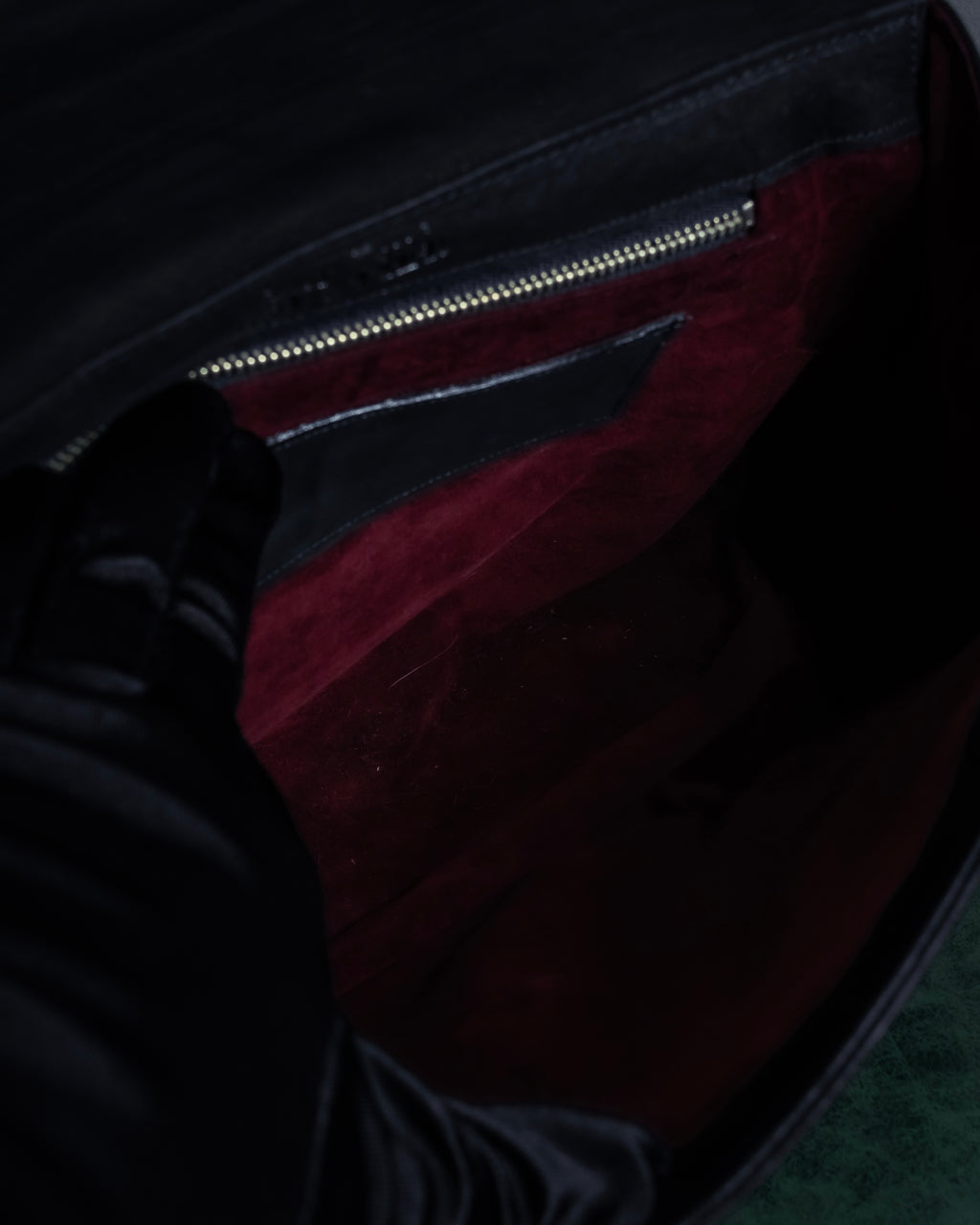 "JEAN PAUL GAULTIER" Front clasp design suede leather hand bag