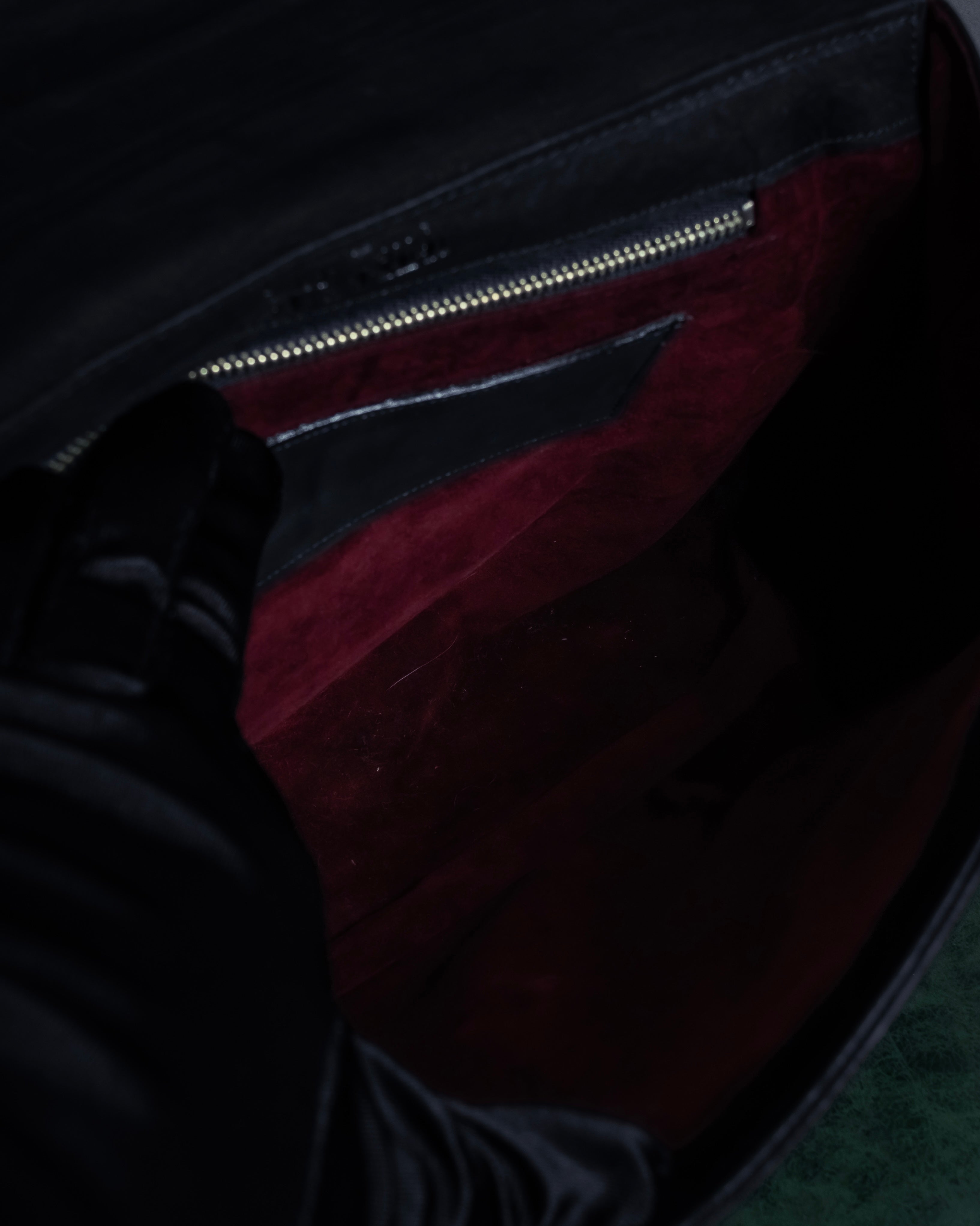 "JEAN PAUL GAULTIER" Front clasp design suede leather hand bag