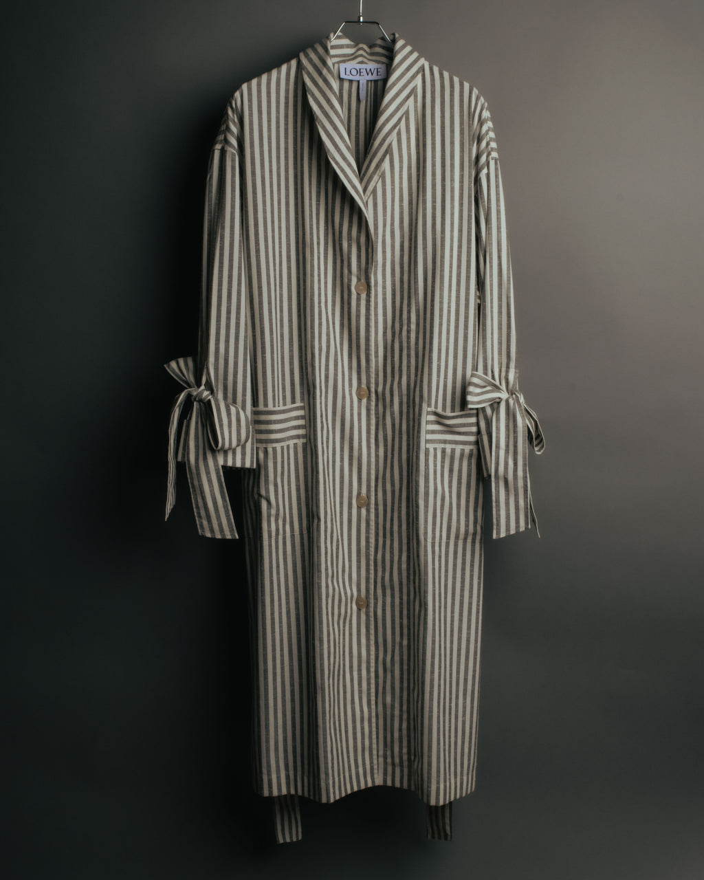 -SPECIAL- “LOEWE” 2010’s striped ribbon sleeve long gown coat