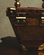 –SPECIAL– "GABBRIELLI FIRENZE" 70's-80's Sculptural structured leather handbag