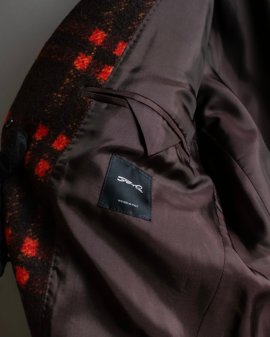 "HUGO BOSS" Plaid brushed wool tailored coat