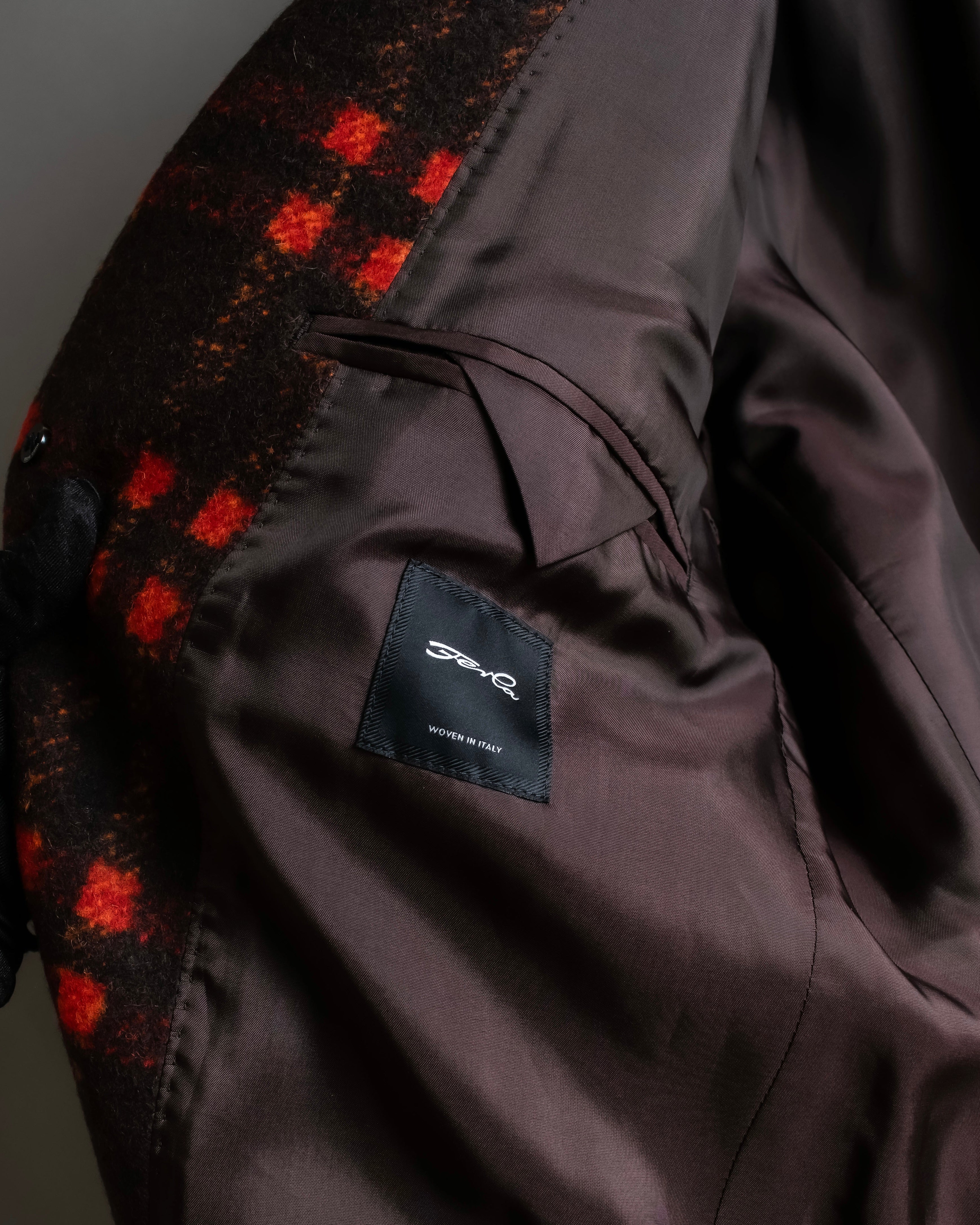 "HUGO BOSS" Plaid brushed wool tailored coat