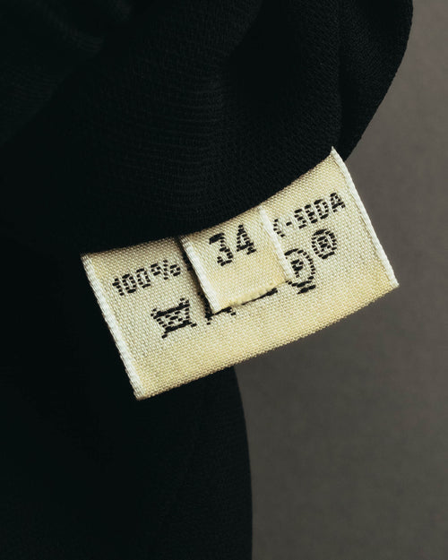 “HERMÈS” 90’s-00’s Minimal black silk wrap skirt