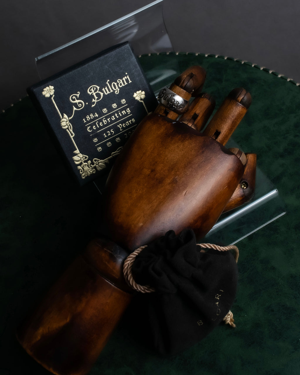 "BVLGARI" Save the Children series logo engraved silver ring