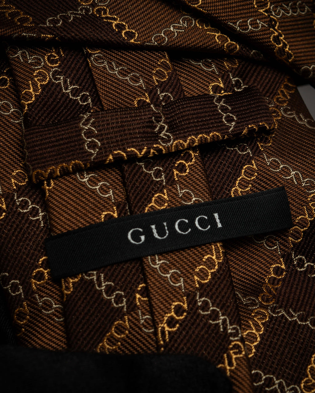 "GUCCI" Chain plaid design silk neck tie
