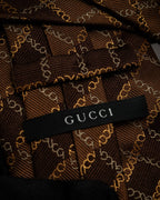 "GUCCI" Chain plaid design silk neck tie