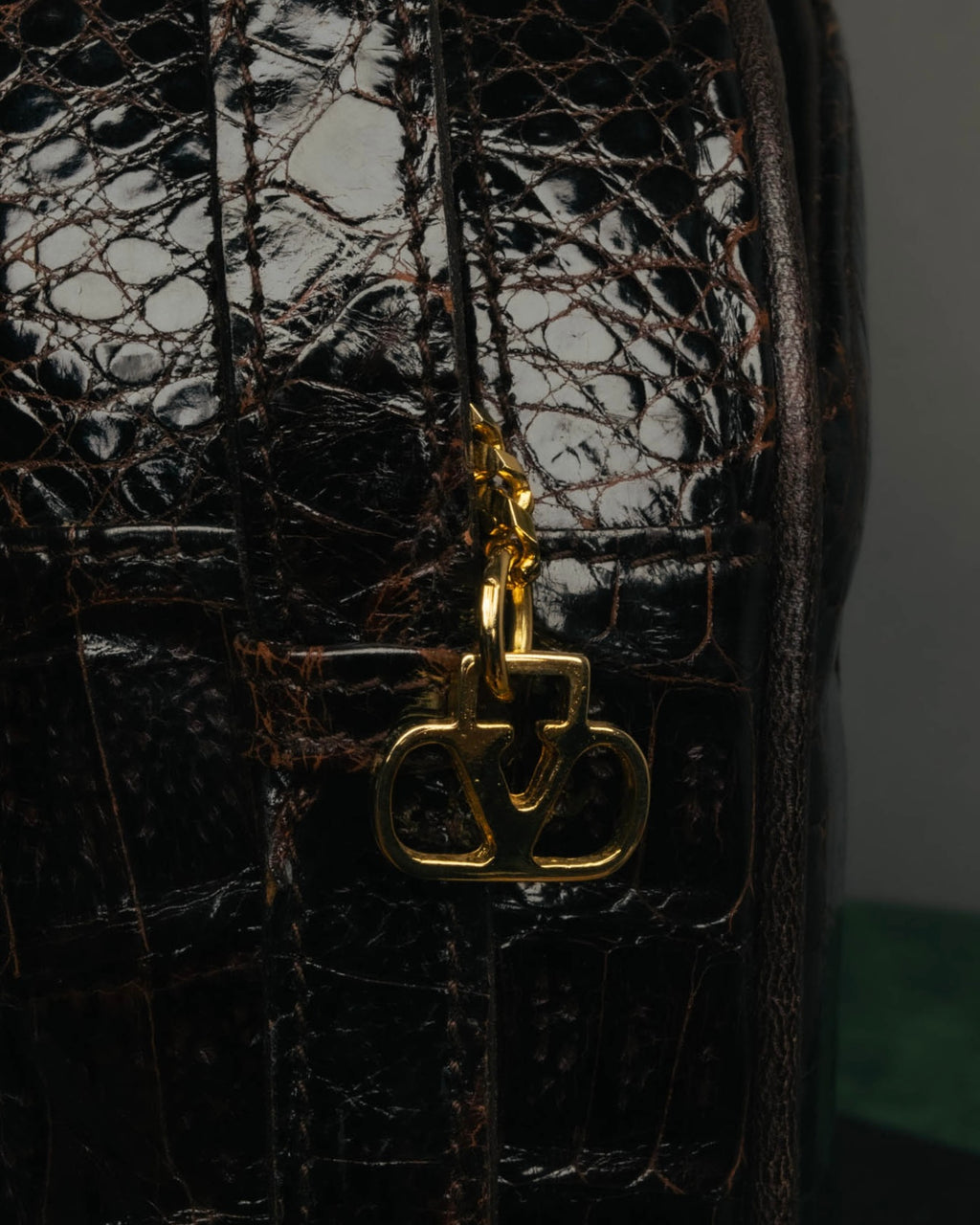 "valentino garavani" 70's-80's Vintage genuine crocodile leather shoulder bag