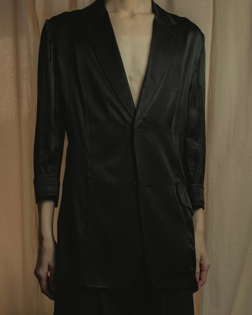 "Yohji Yamamoto +NOIR" 2005SS Rayon draping tailored jacket