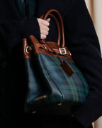 "Ralph Lauren" Blackwatch check canvas leather combination bag
